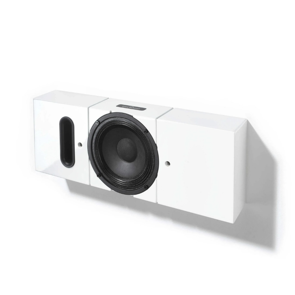 Front view of a white Ascendo THE6 Passive Narrow Speaker