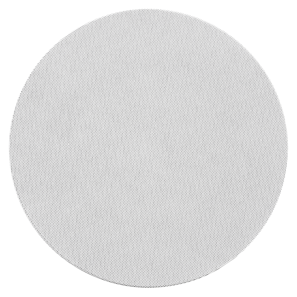 Front view of Ascendo The6 Pro Passive In-Ceiling Speaker with round grille on