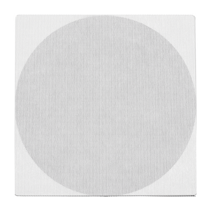 Front view of Ascendo The6 Pro Passive In-Ceiling Speaker with square grille on