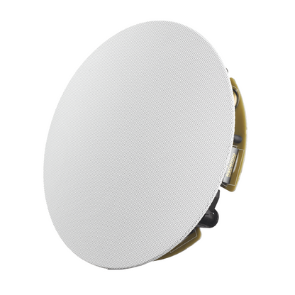 Angle view of Ascendo The6 Pro Passive In-Ceiling Speaker with grille on