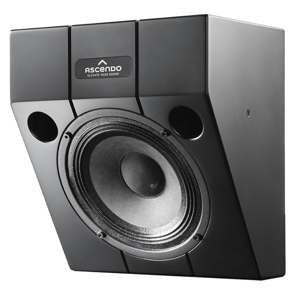 Black Ascendo THE6 Passive Wedge Speaker on a white background