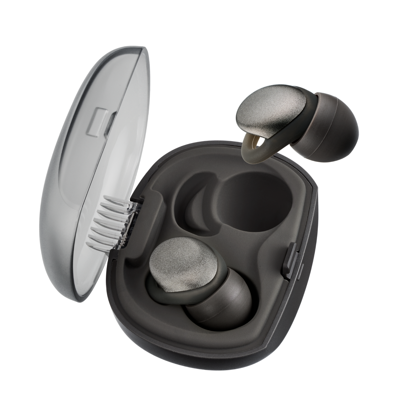 Black Audio Technica AT-ERP5 Earplugs and carry case on white background