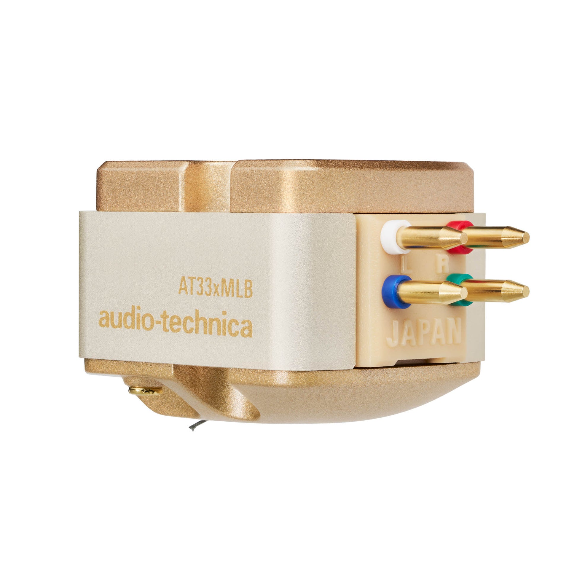 Audio Technica AT33xMLB Moving Coil Cartridge on white background