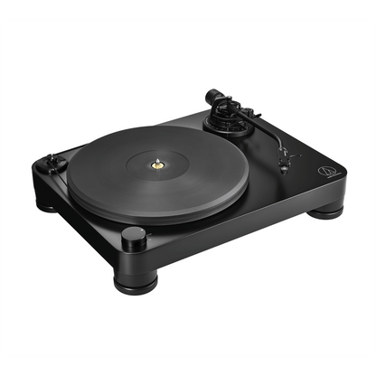 Front angle view of the Audio Technica AT-LP7X Turntable on a white background
