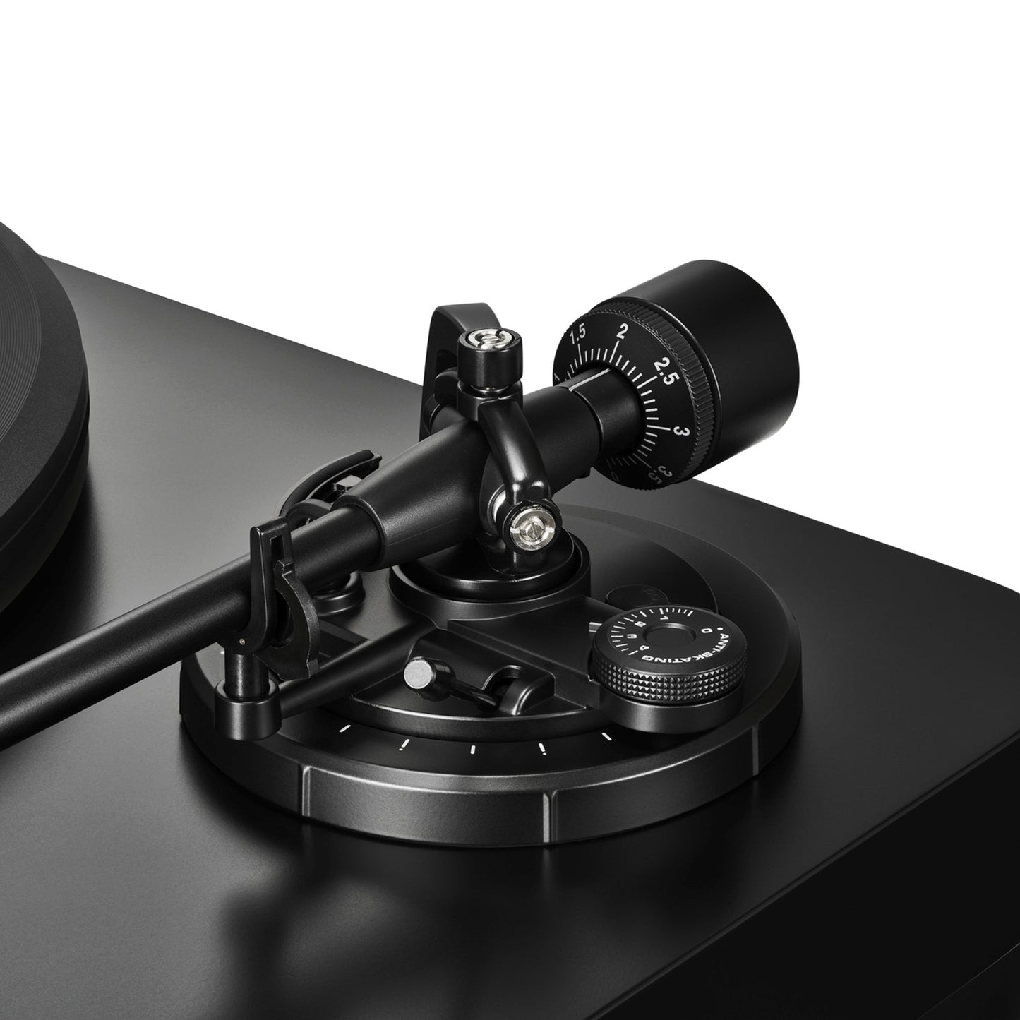 Close up view of the Audio Technica AT-LP7X Turntable on a white background