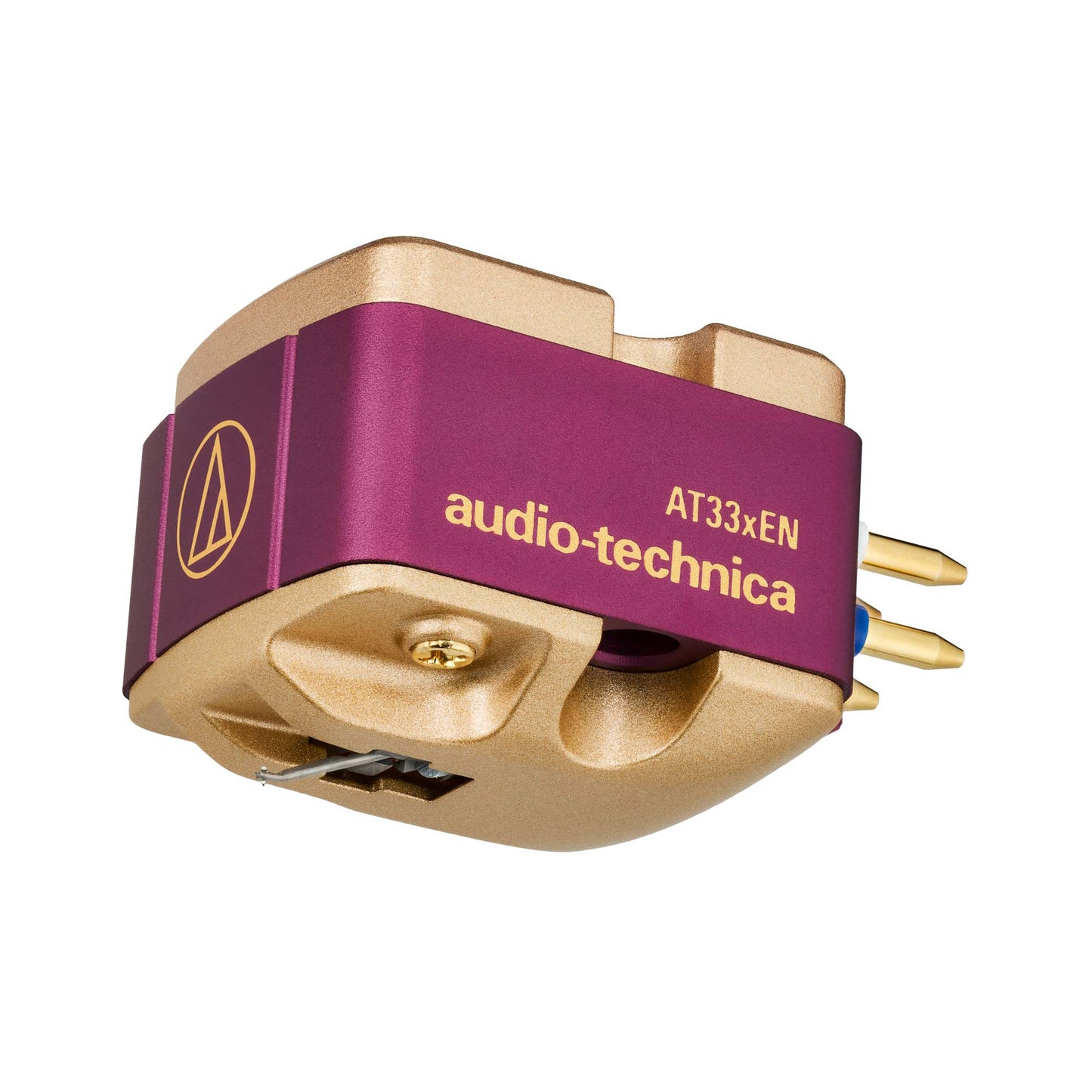 Audio-technica AT33xEN phonograph cartridge on a white background