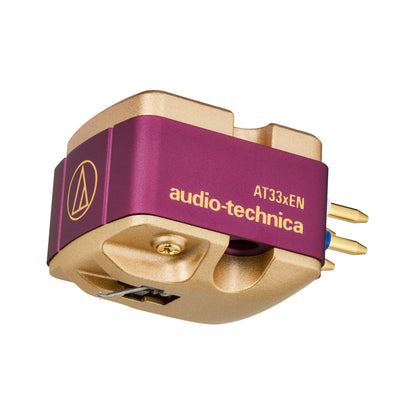 Audio-technica AT33xEN phonograph cartridge on a white background