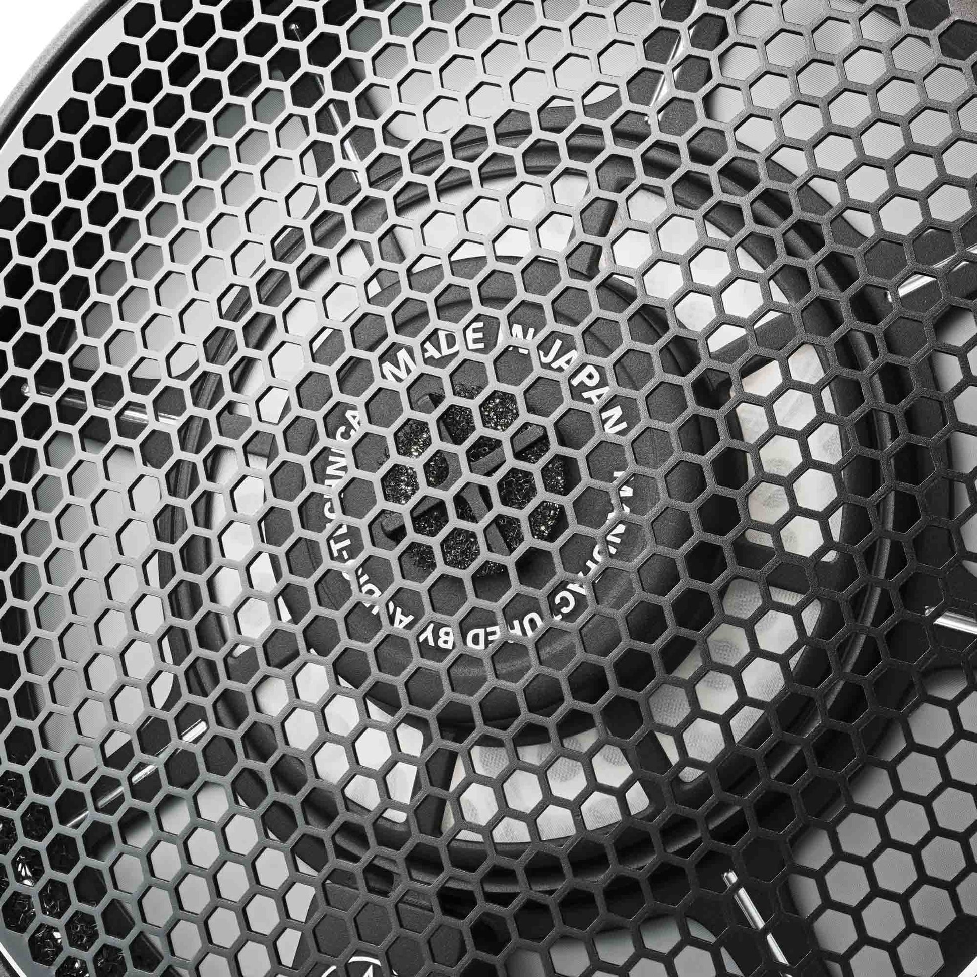 Close-up of a honeycomb pattern with 'Made in Japan' text