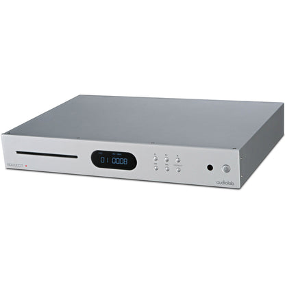 Angle view of silver Audiolab 6000CDT CD Transport