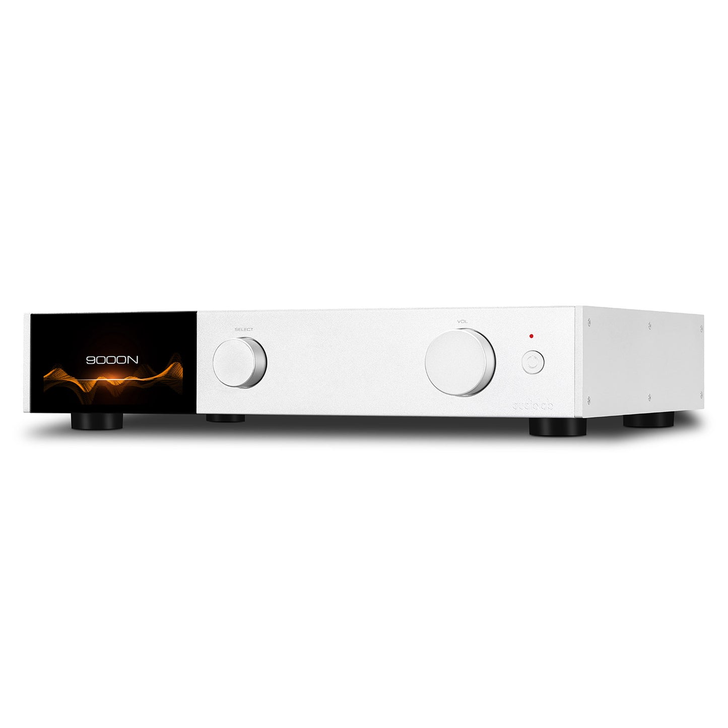 Front angle of silver Audiolab 9000N Music Streamer