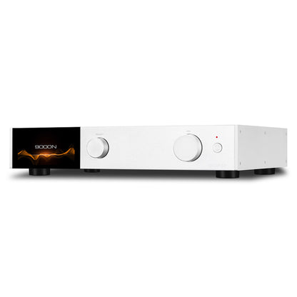 Front angle of silver Audiolab 9000N Music Streamer