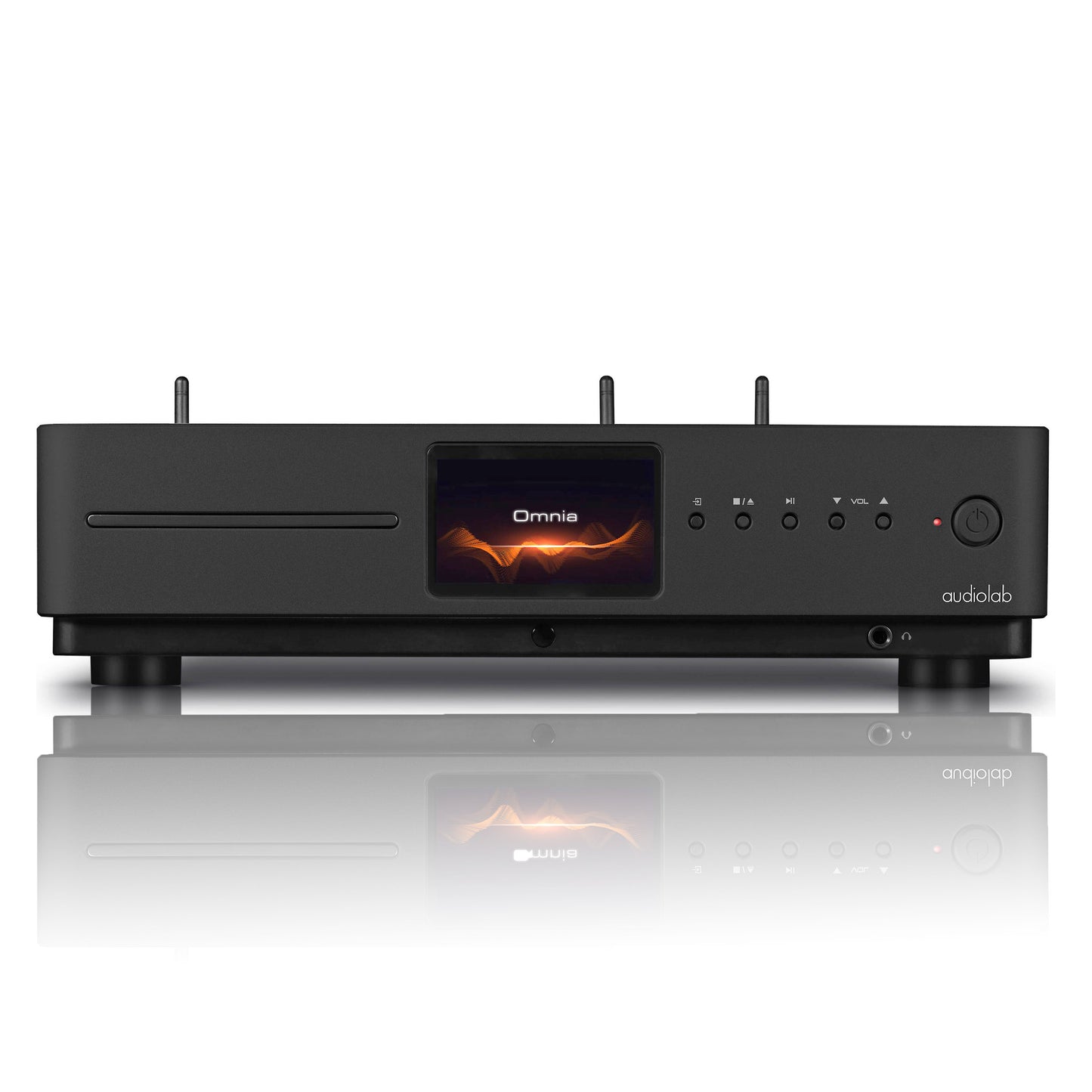 Front view of black Audiolab Omnia Stereo Amplifier With Built-In CD Player