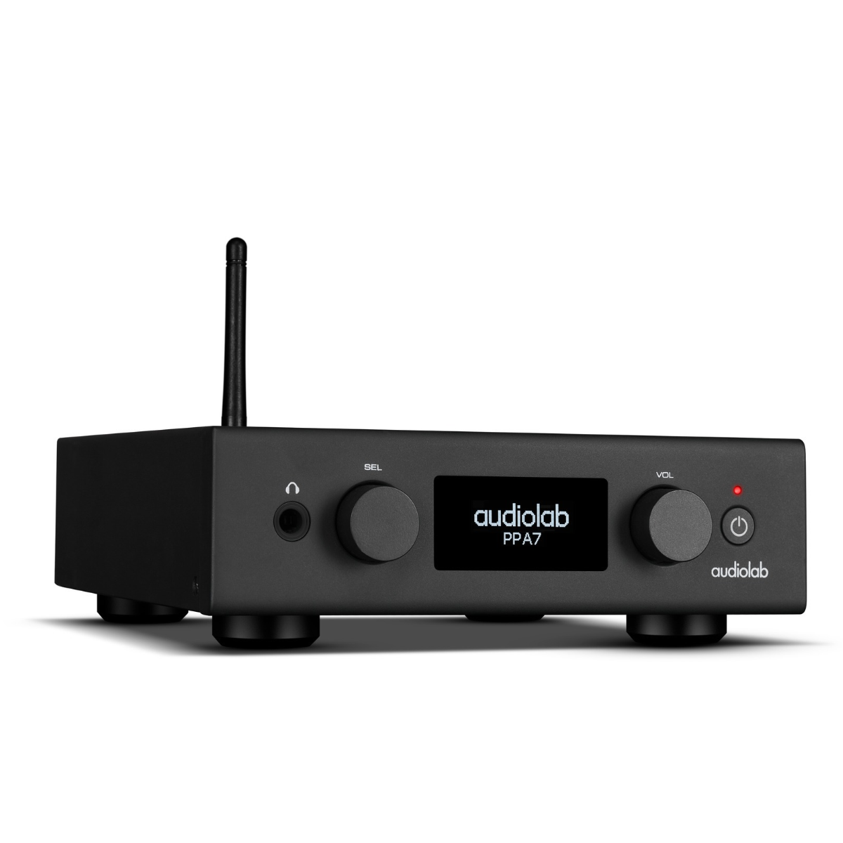 Front angle of black Audiolab PPA7 Phono Preamplifier