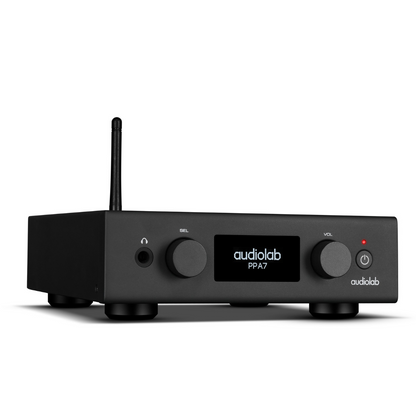 Front angle of black Audiolab PPA7 Phono Preamplifier