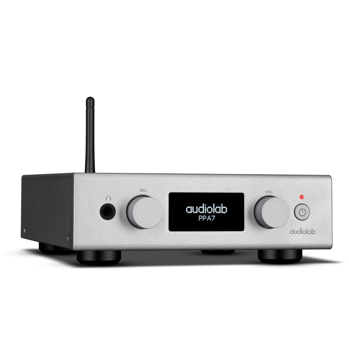 Front angle of silver Audiolab PPA7 Phono Preamplifier