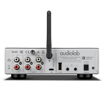 Back view of silver Audiolab PPA7 Phono Preamplifier