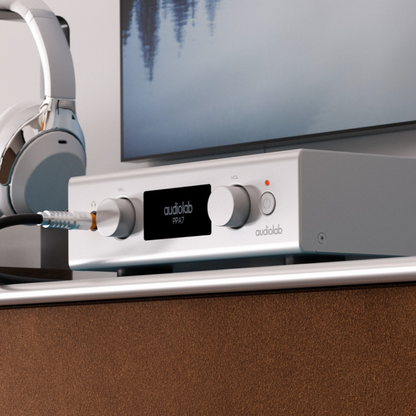 Close up of silver Audiolab PPA7 Phono Preamplifier