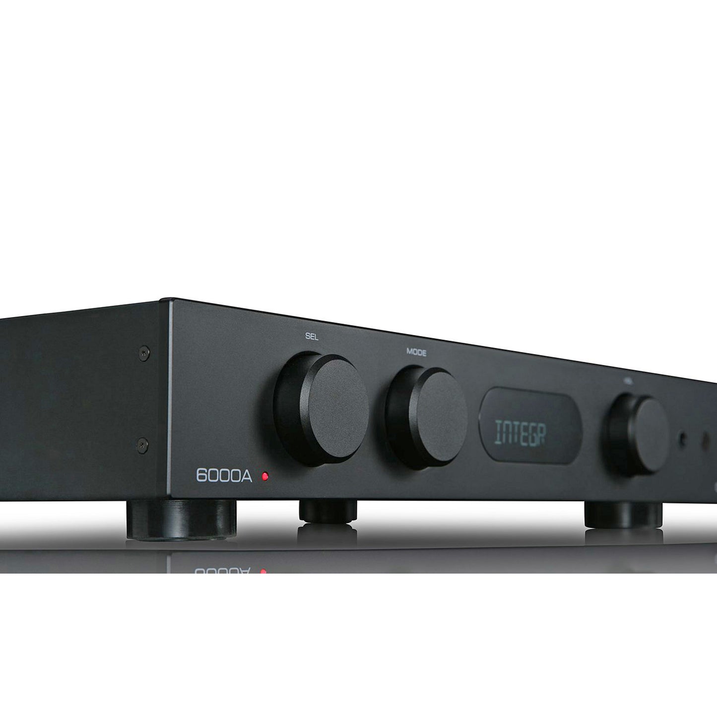Angle view of black Audiolab 6000A Stereo Amplifier