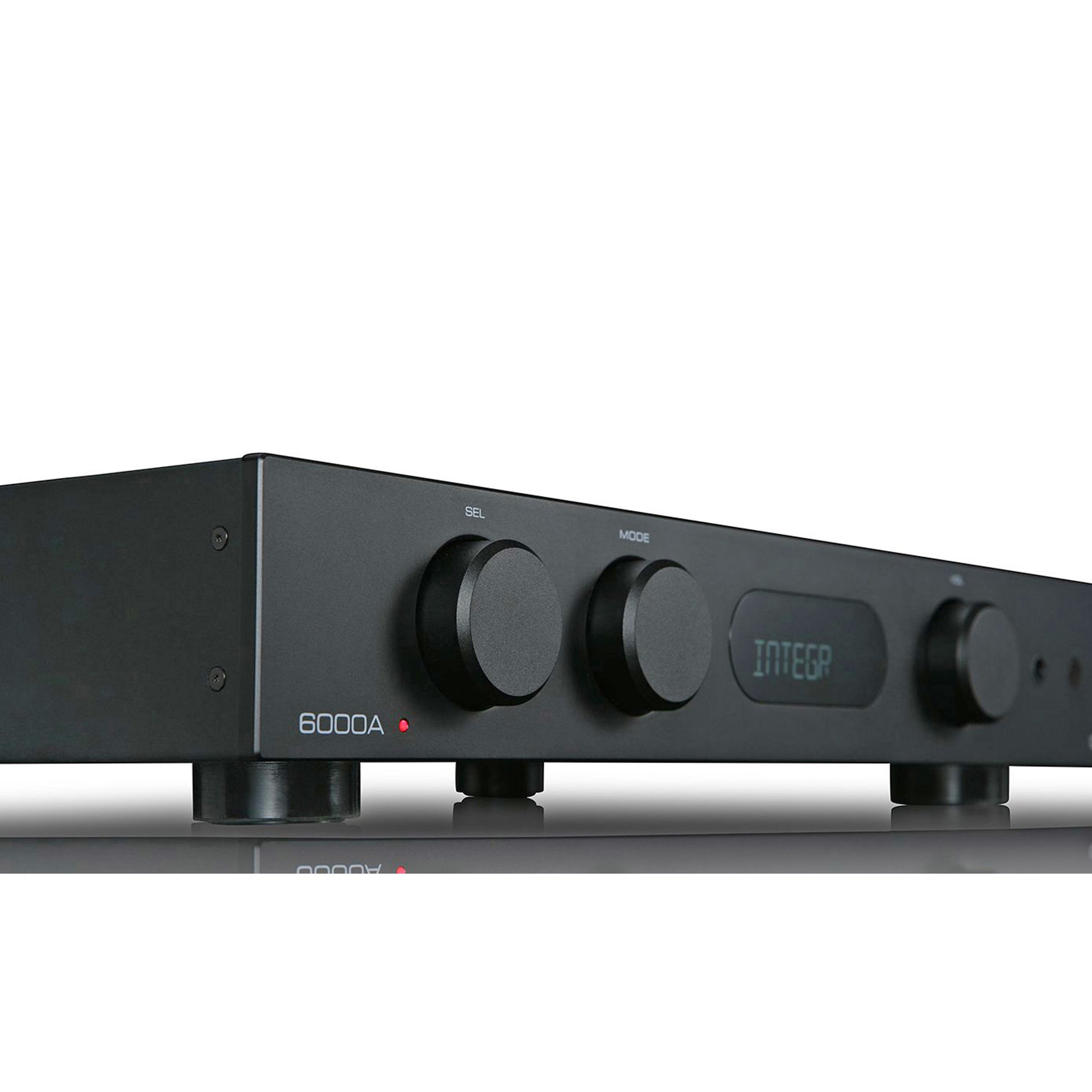 Angle view of black Audiolab 6000A Stereo Amplifier