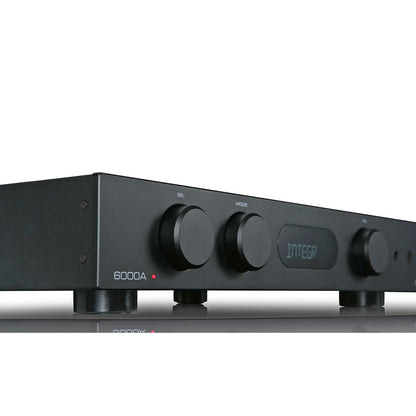 Angle view of black Audiolab 6000A Stereo Amplifier