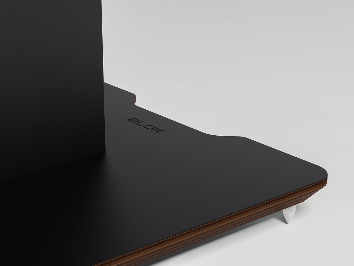 Close up of base of the Blok Axis Stands in black
