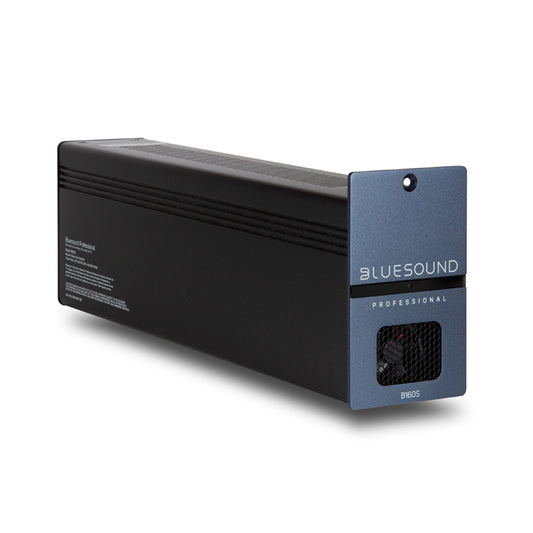 Bluesound Professional B160S Streaming Amplifier Angle View on white background