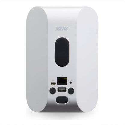 Rear of Bluesound Professional BSP200 in white on white background