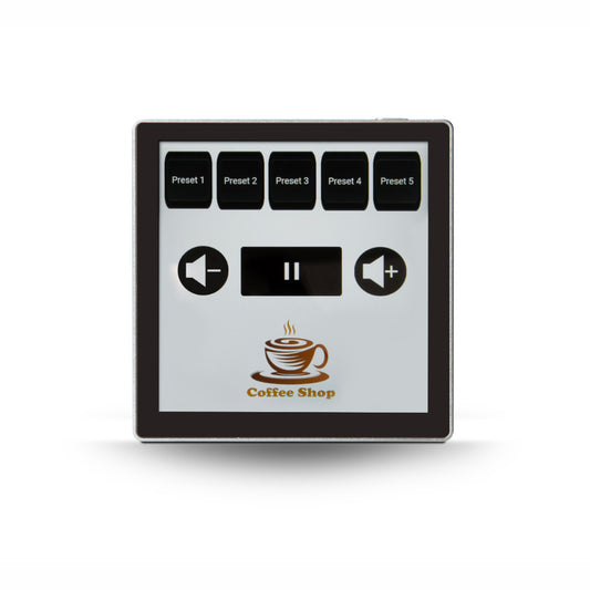 Bluesound Professional CP200 on white background with business logo