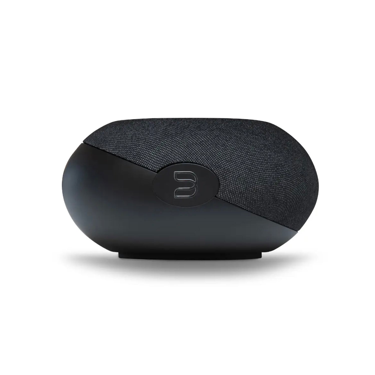 Side view of Bluesound Pulse Cinema Mini Soundbar in black on white background