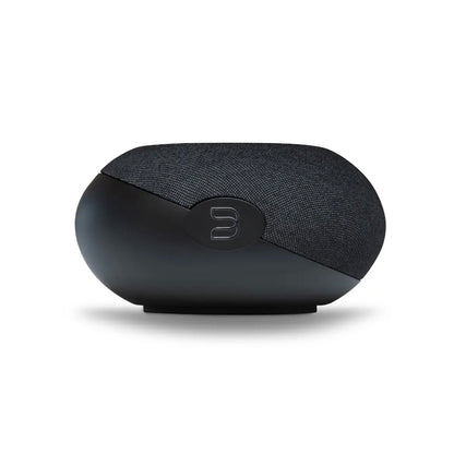 Side view of Bluesound Pulse Cinema Mini Soundbar in black on white background