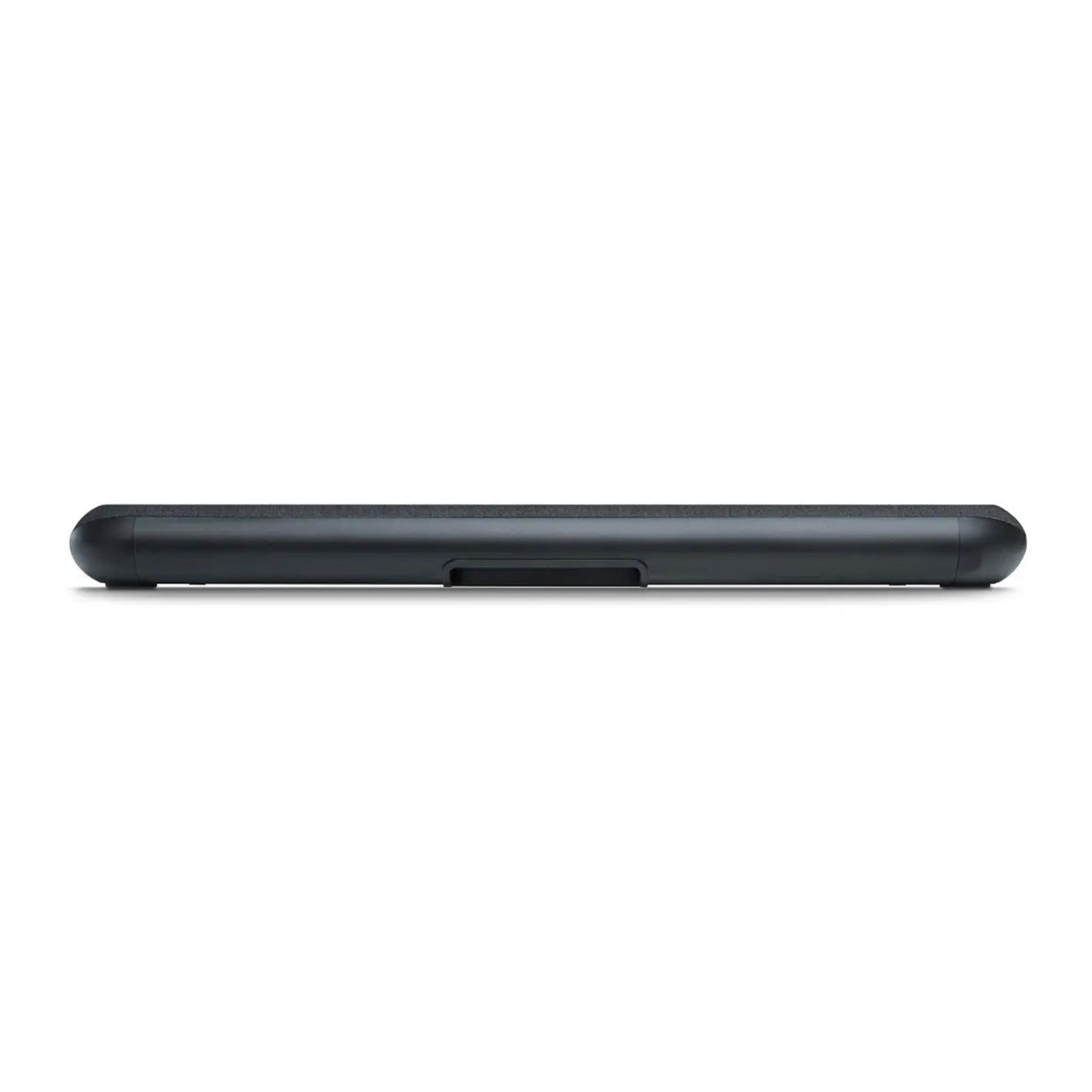 Back view of Bluesound Pulse Cinema Mini Soundbar in black on white background
