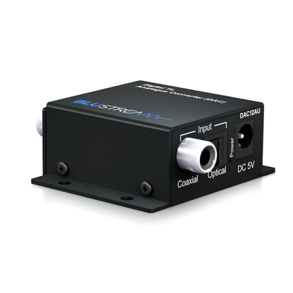 Angle view of Blustream DAC12AU Digital to Analogue Convertor on white background