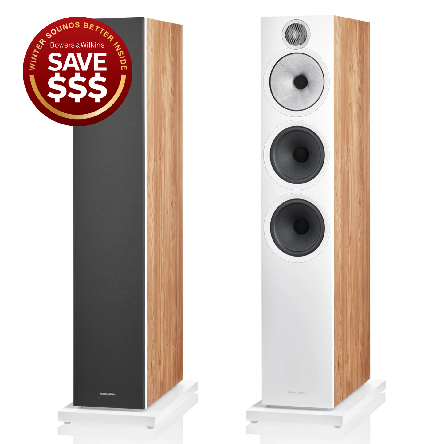 Bowers & Wilkins 603 S3 Floorstanding Speakers with promo text in red circle