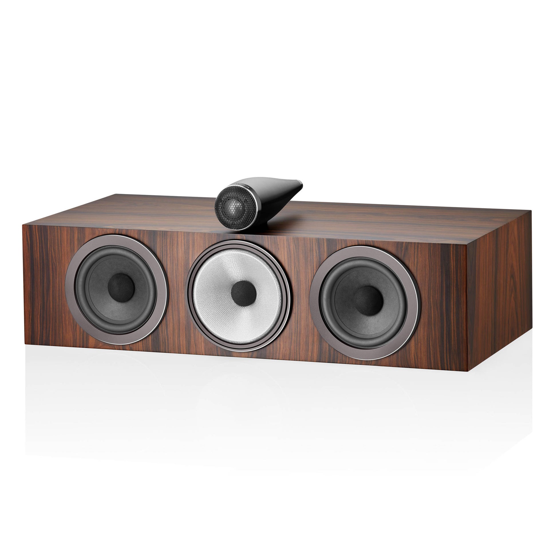 Front angle of Bowers & Wilkins HTM71 S3 Centre Speaker in mocha with no grille