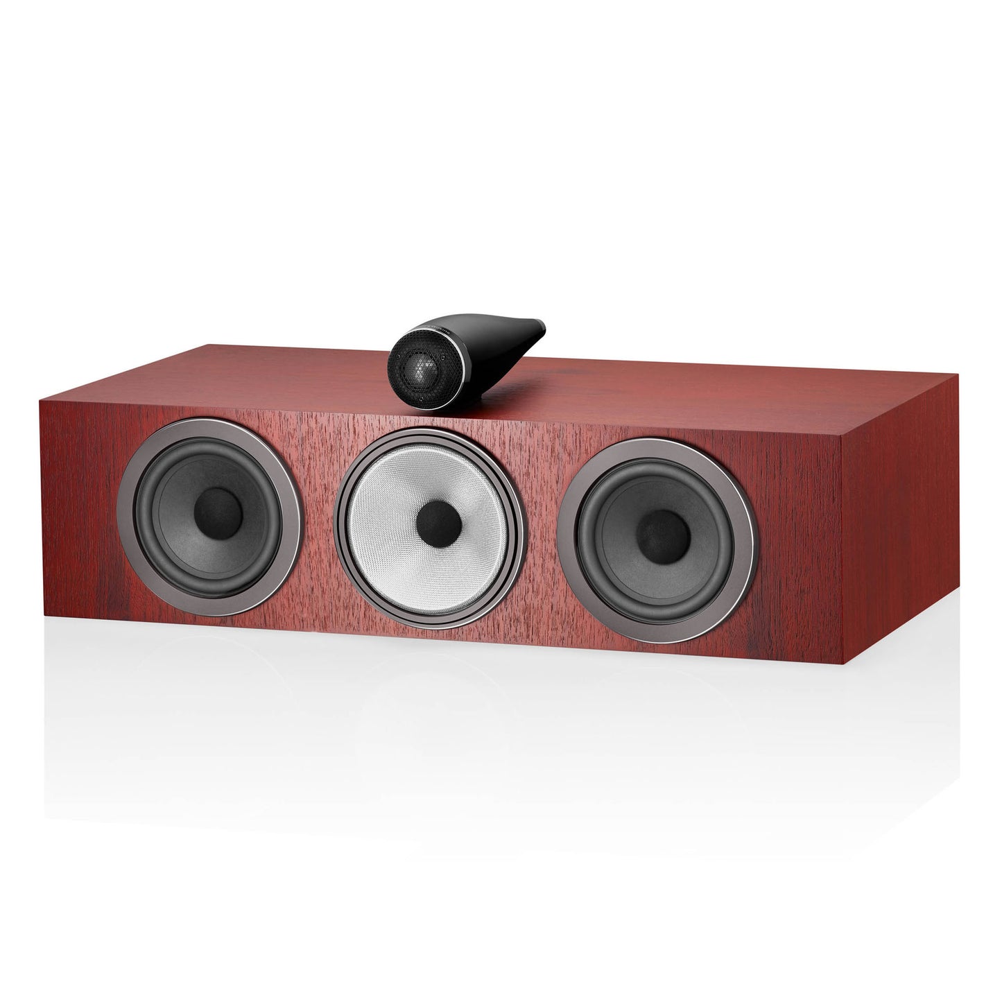 Front angle of Bowers & Wilkins HTM71 S3 Centre Speaker in rosenut
