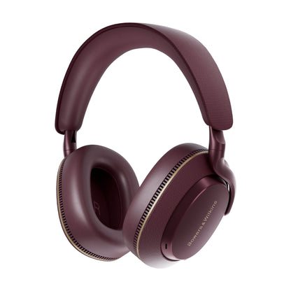 Angle view of Bowers & Wilkins Px7 S3 Over-Ear Noise Cancelling Wireless Headphones in vintage maroon