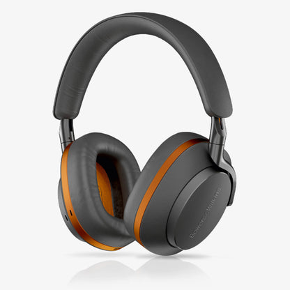 Angle view Bowers & Wilkins Px8 S2 McLaren Edition on grey background