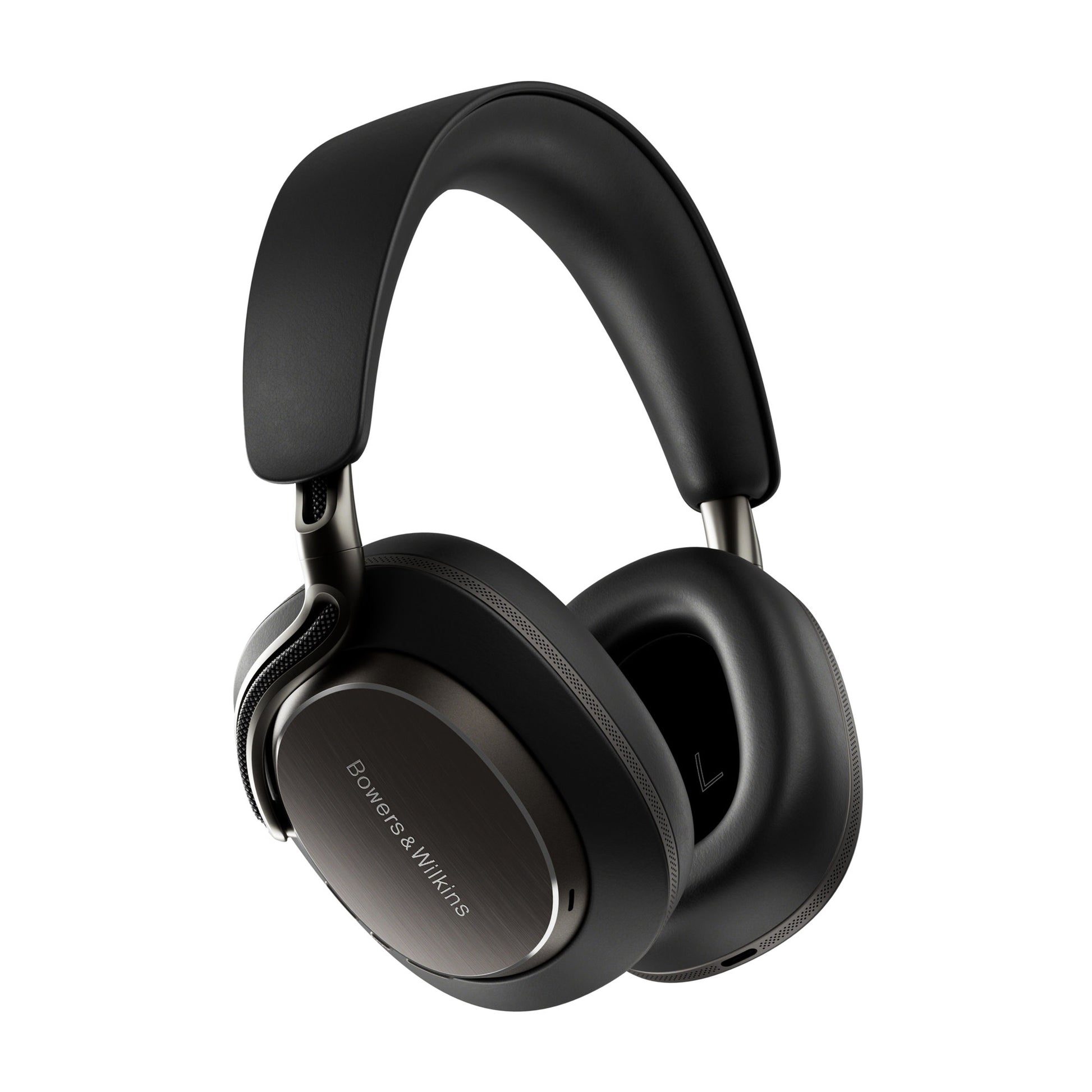 Angle view of Bowers & Wilkins PX8 S2 Onyx Black on white background