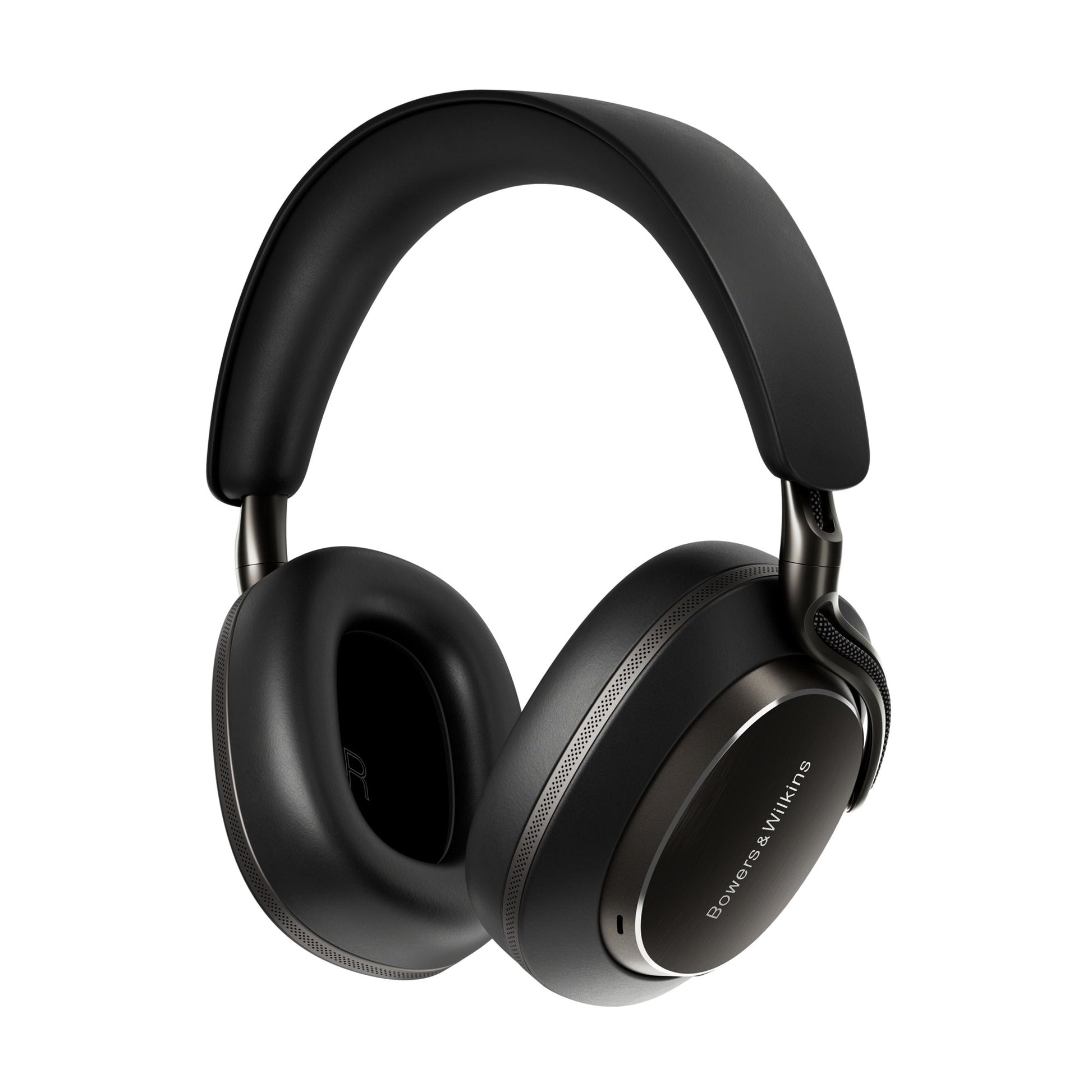 Angle view of of Bowers & Wilkins PX8 S2 Onyx Black on white background