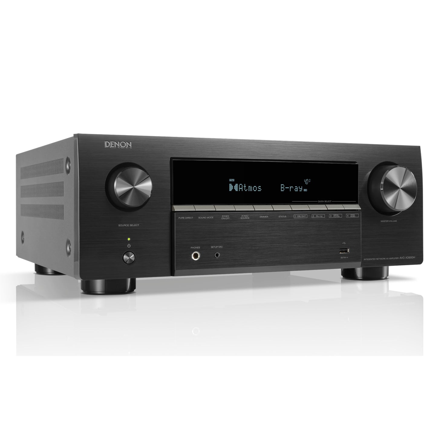 Front angle of Denon AVC-X3900H 9.4 Channel 8K Home Theatre Amplifier