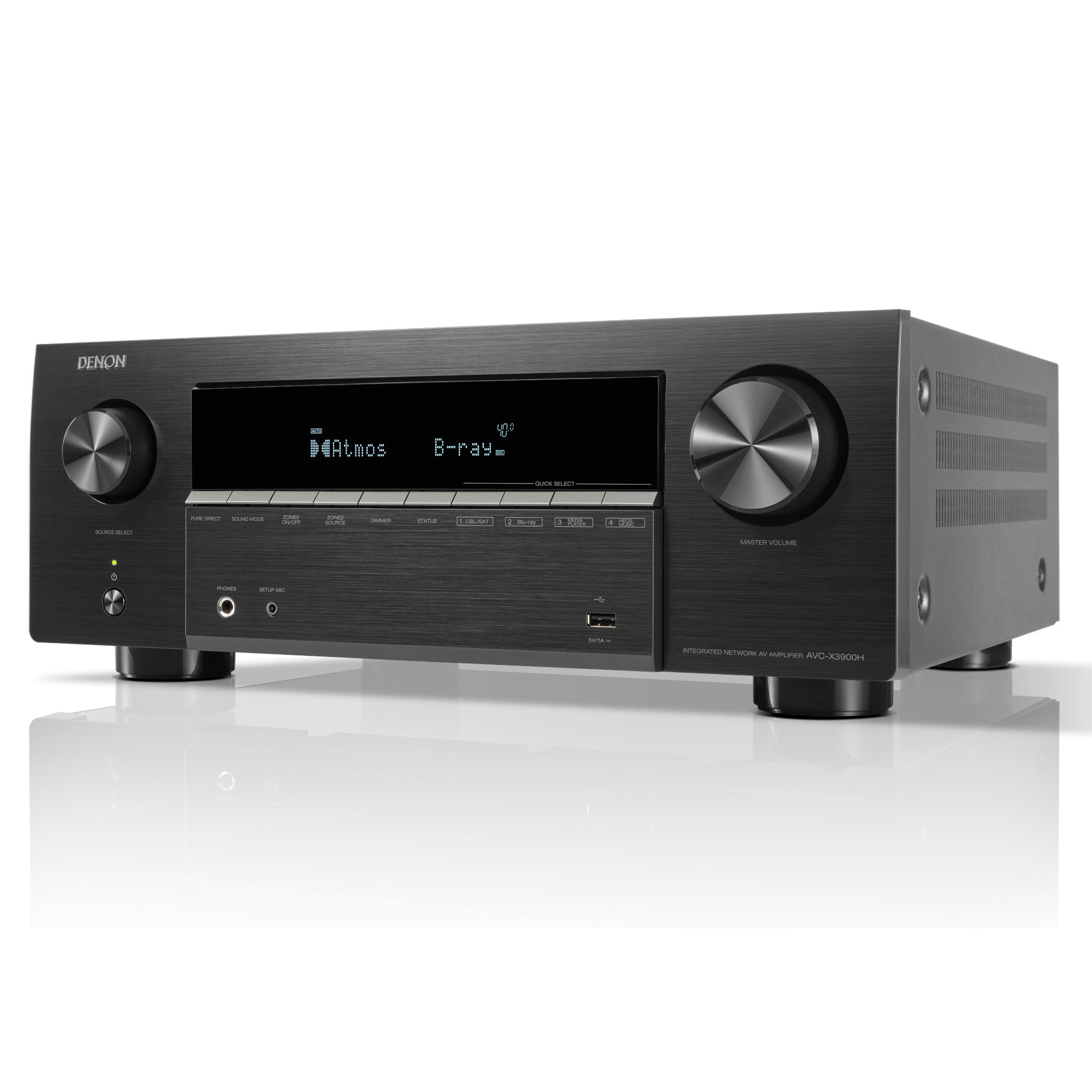 Front angle of Denon AVC-X3900H 9.4 Channel 8K Home Theatre Amplifier
