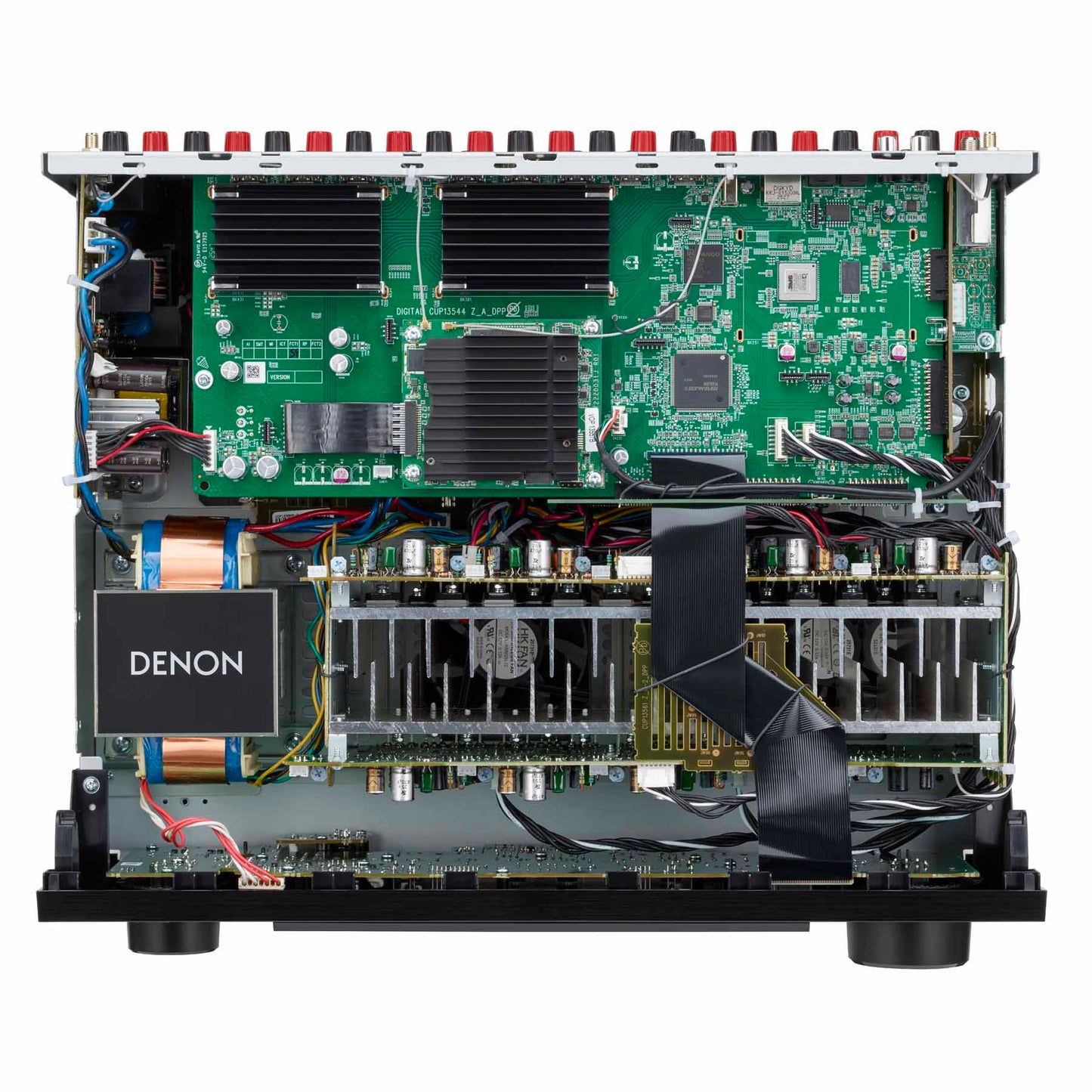 Internal view of Denon AVC-X3900H 9.4 Channel 8K Home Theatre Amplifier