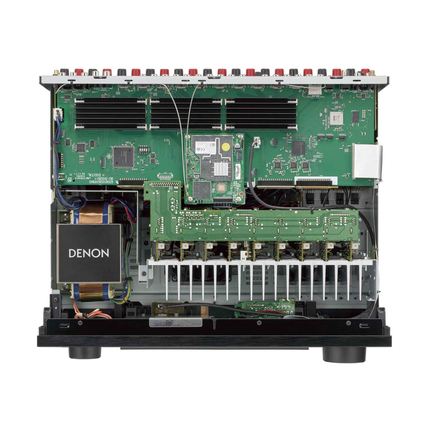 Internal view of Denon AVC-X4800H 9.4 Channel 8K Home Theatre Amplifier