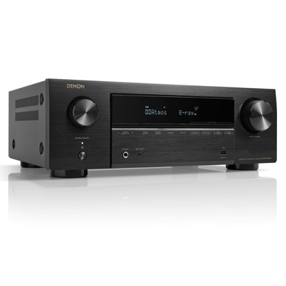 Angle of Denon AVR-X1800H 8K Home Theatre Receiver on a white background