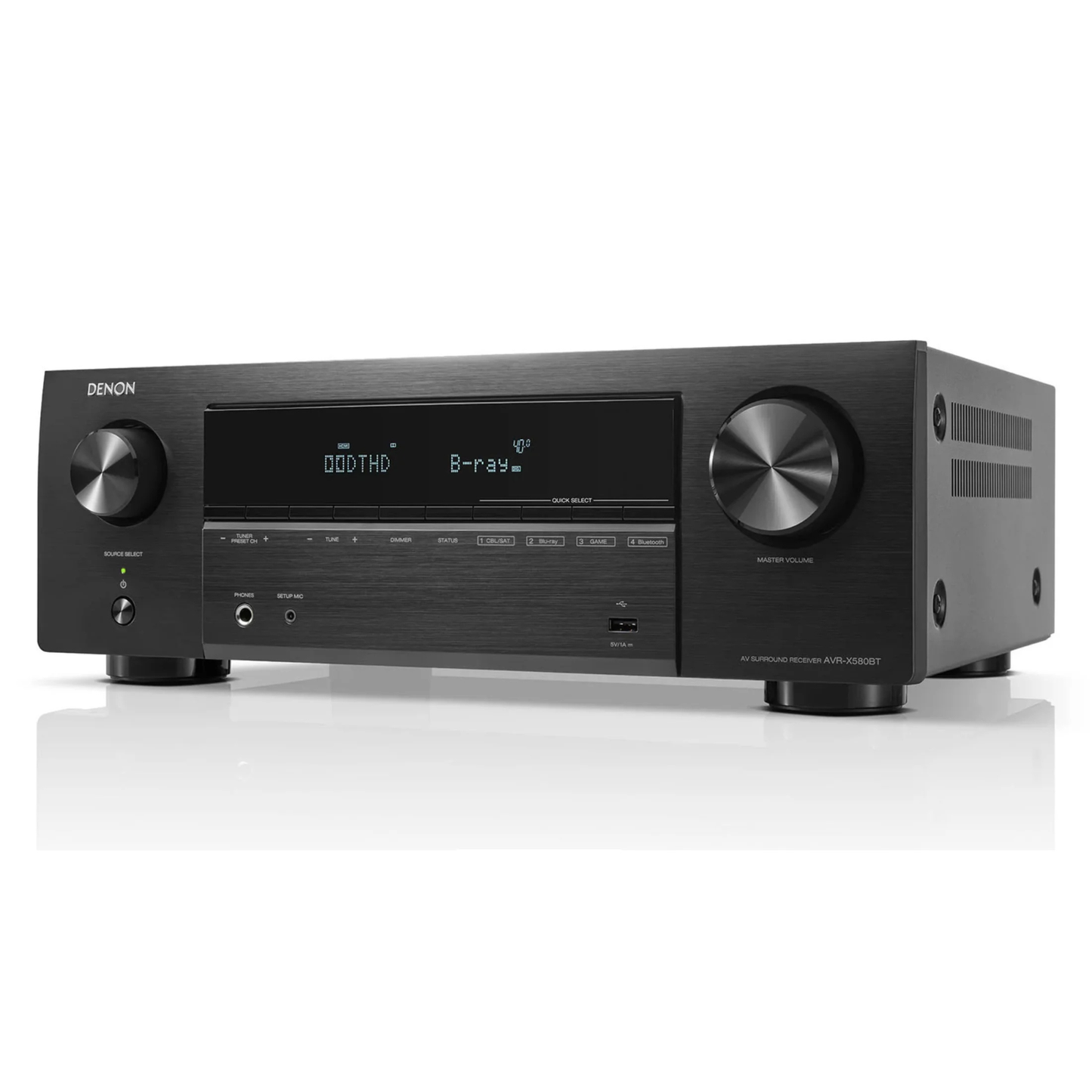 Angle view of Denon AVR-X580BT 5.2 Channel 8K Home Theatre Receiver