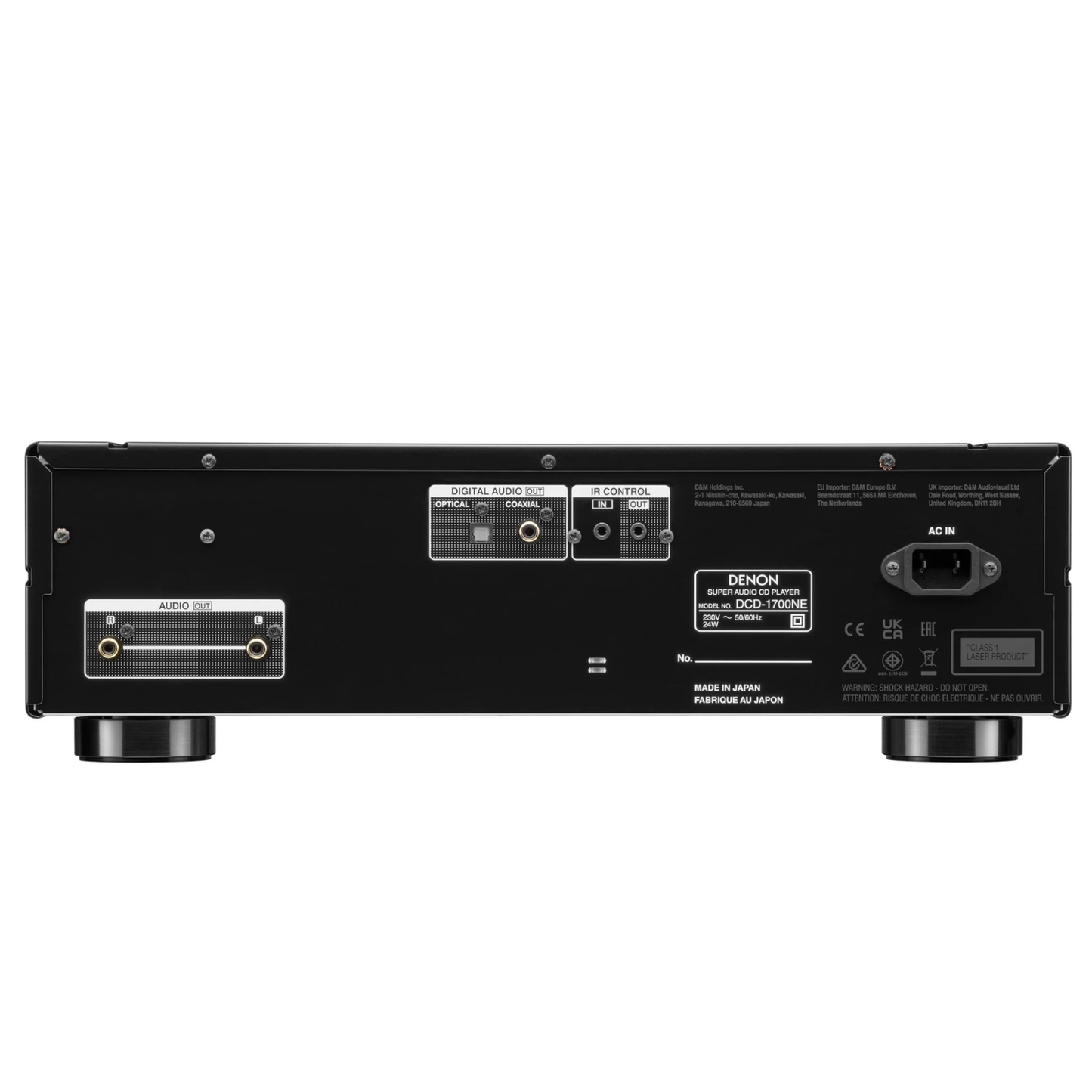 Back view of black Denon DCD-1700NE CD/SACD Player