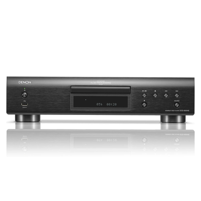 Front view of black Denon DCD-900NE CD Player on white background
