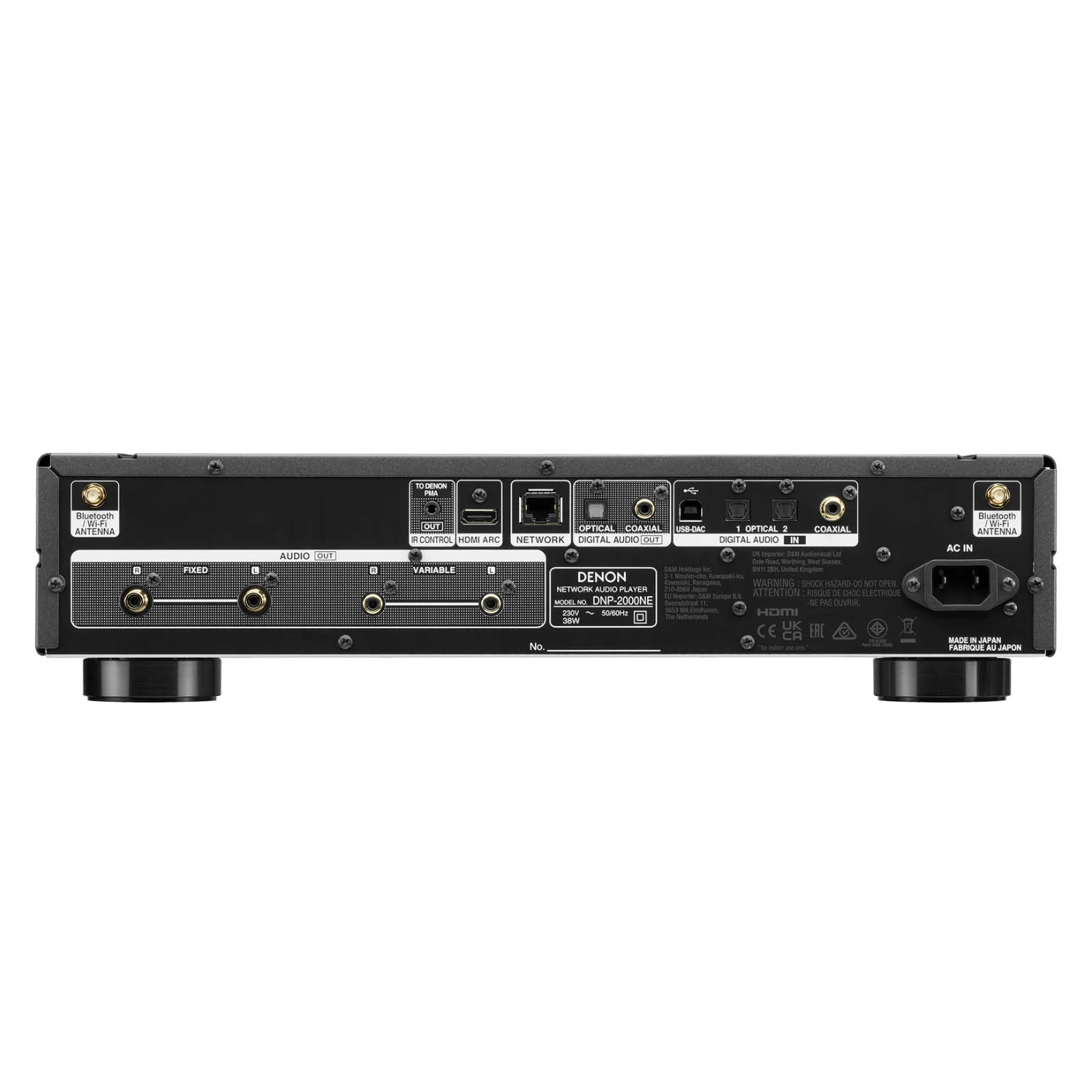 Back view of Denon DNP-2000NE Network Music Player in graphite