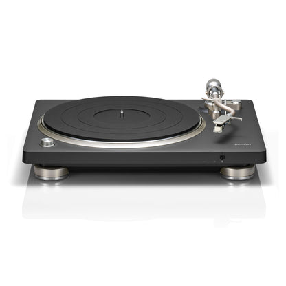 Front view of Denon DP-500BT Turntable on white background