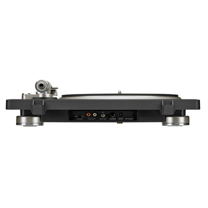 Back view of Denon DP-500BT Turntable on white background